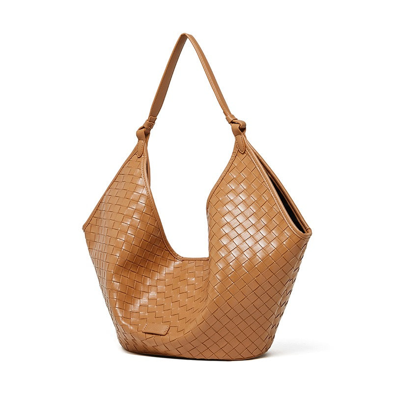 Gewebte Pendlertasche aus echtem Leder für Damen