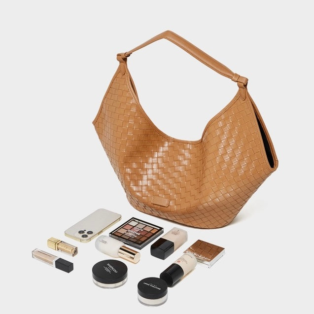 Gewebte Pendlertasche aus echtem Leder für Damen