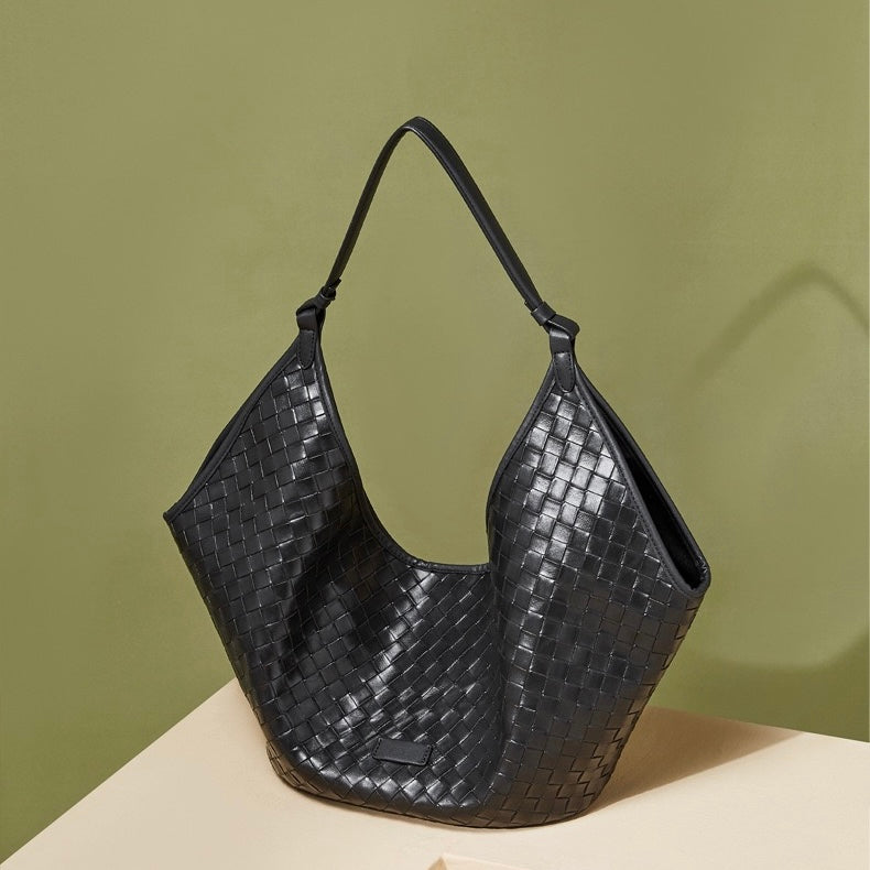 Gewebte Pendlertasche aus echtem Leder für Damen