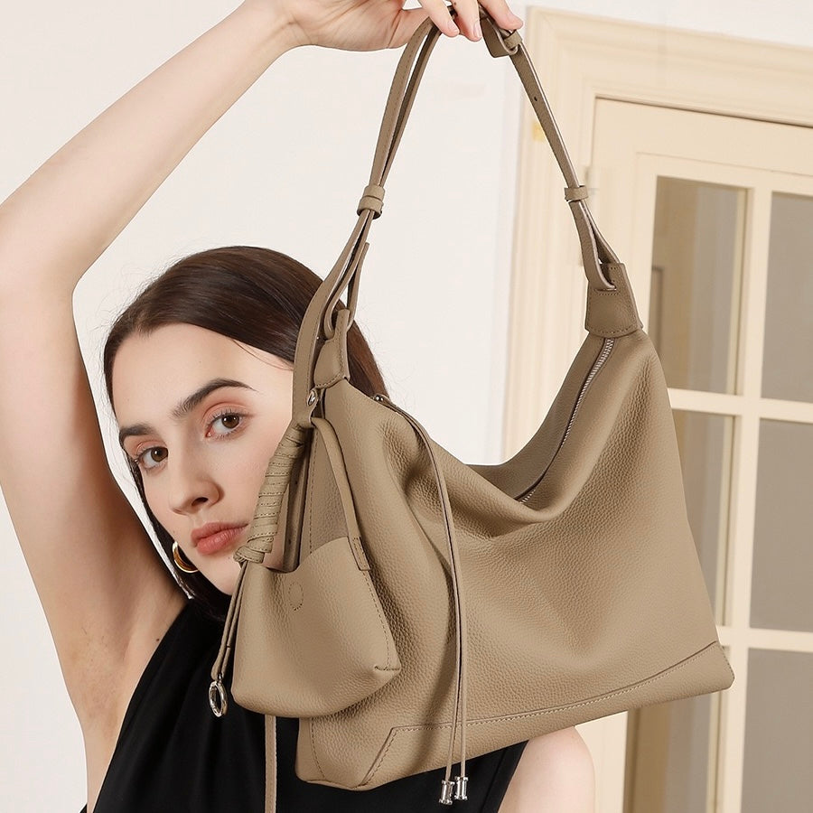 Minimalistische Umhängetasche aus echtem Leder mit großem Fassungsvermögen