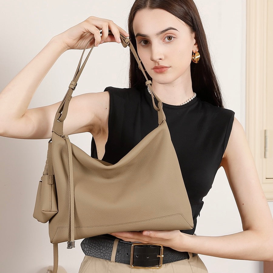 Minimalistische Umhängetasche aus echtem Leder mit großem Fassungsvermögen