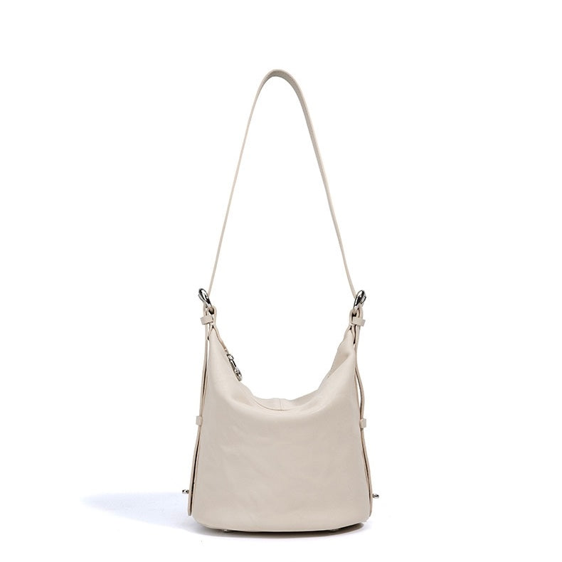 Sac à bandoulière minimaliste en cuir véritable souple pour femme