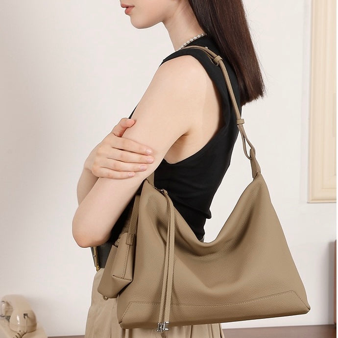 Minimalistische Umhängetasche aus echtem Leder mit großem Fassungsvermögen