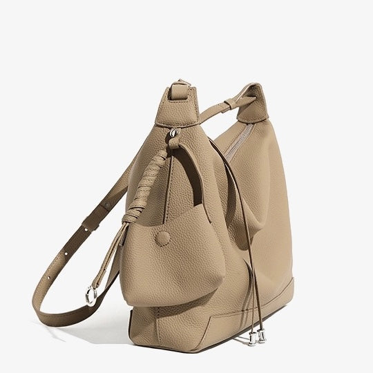 Minimalistische Umhängetasche aus echtem Leder mit großem Fassungsvermögen