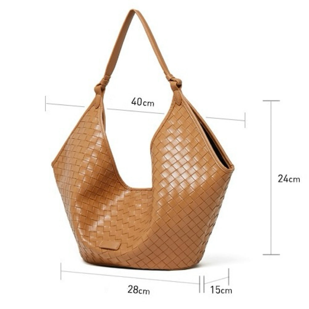 Gewebte Pendlertasche aus echtem Leder für Damen