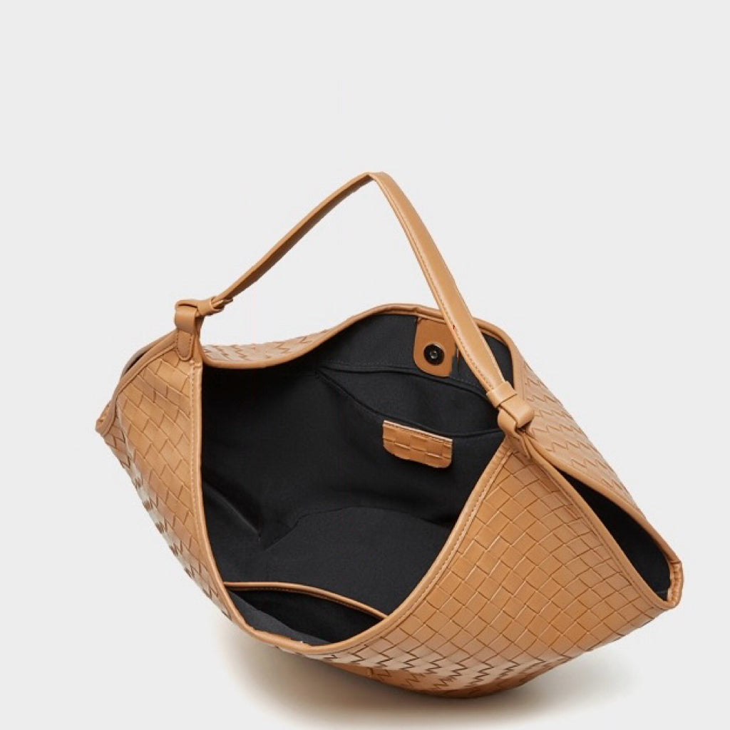 Gewebte Pendlertasche aus echtem Leder für Damen