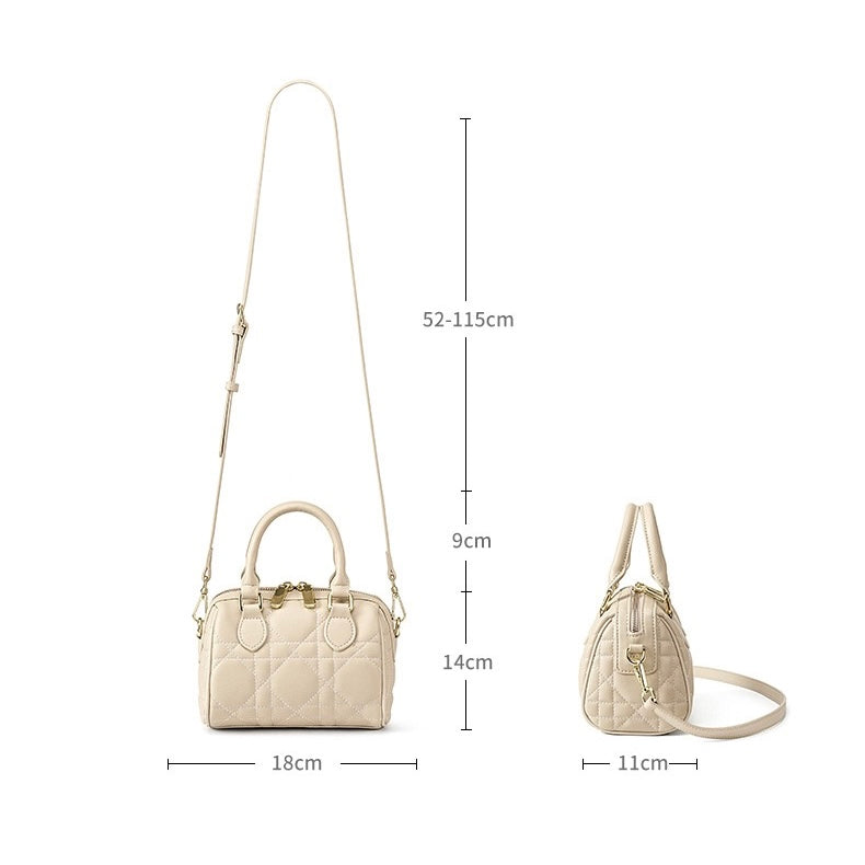 Damen-Boston-Clutch aus echtem Leder, gesteppt