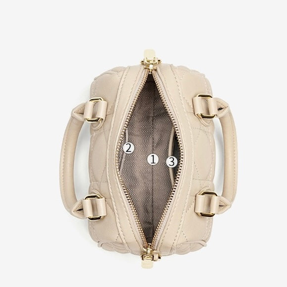 Damen-Boston-Clutch aus echtem Leder, gesteppt