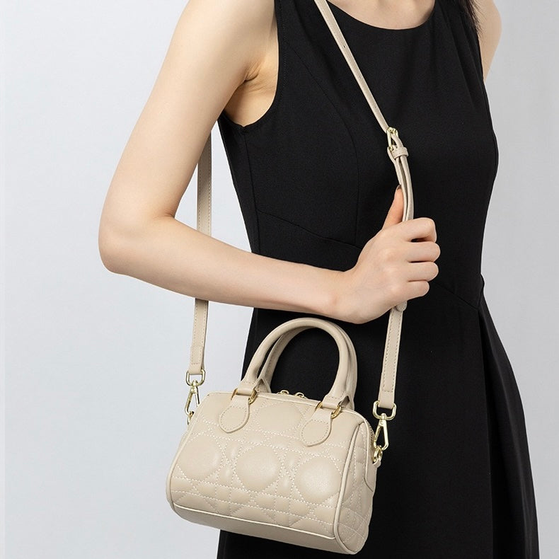 Damen-Boston-Clutch aus echtem Leder, gesteppt