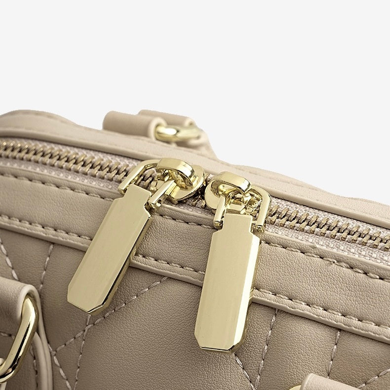 Damen-Boston-Clutch aus echtem Leder, gesteppt