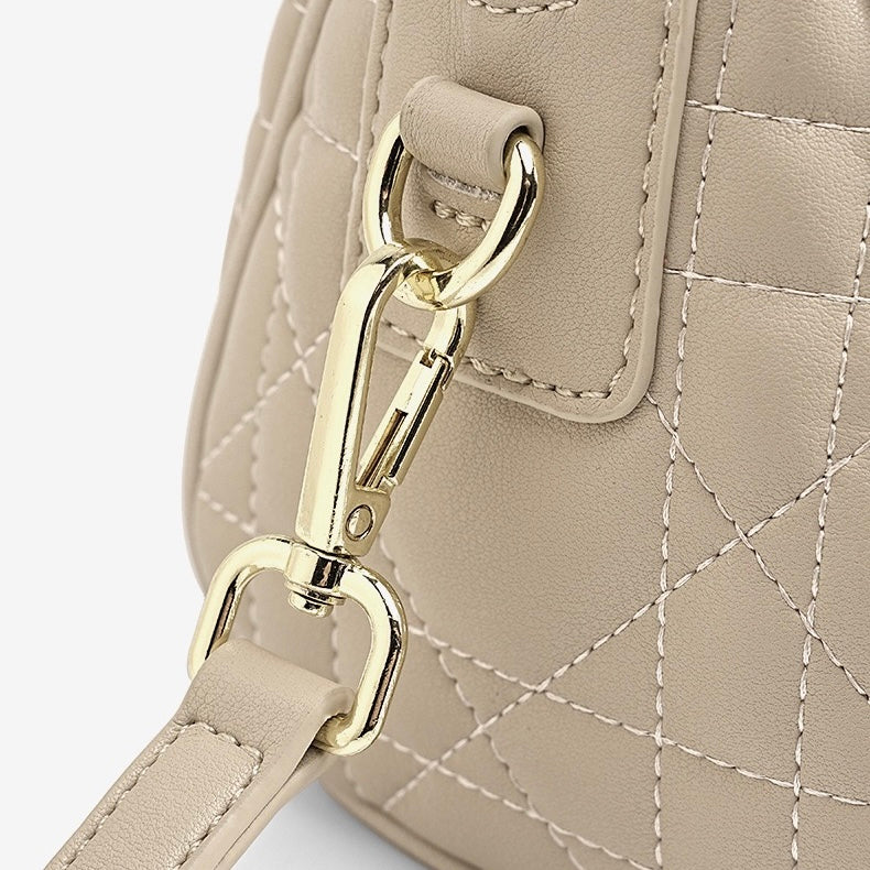 Damen-Boston-Clutch aus echtem Leder, gesteppt
