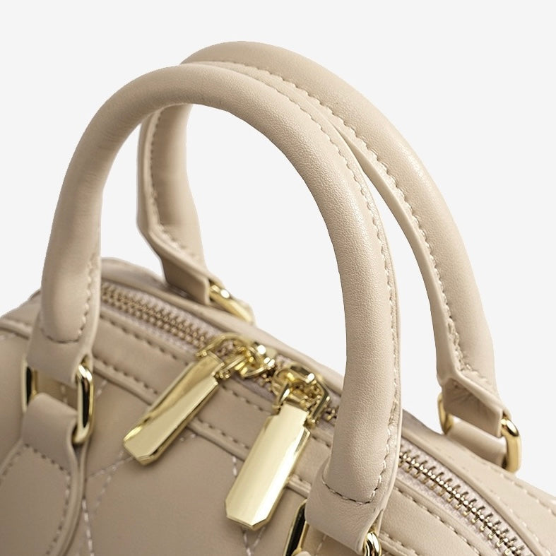 Damen-Boston-Clutch aus echtem Leder, gesteppt