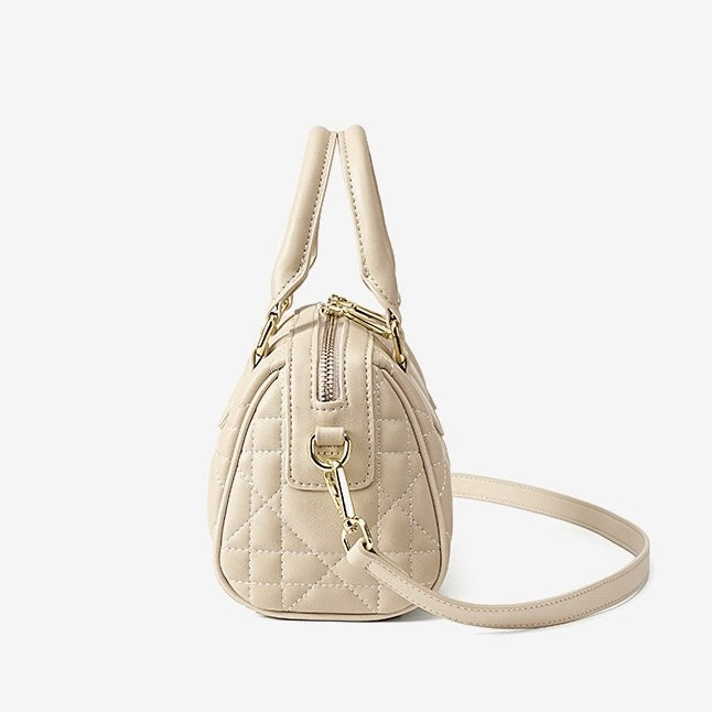 Damen-Boston-Clutch aus echtem Leder, gesteppt