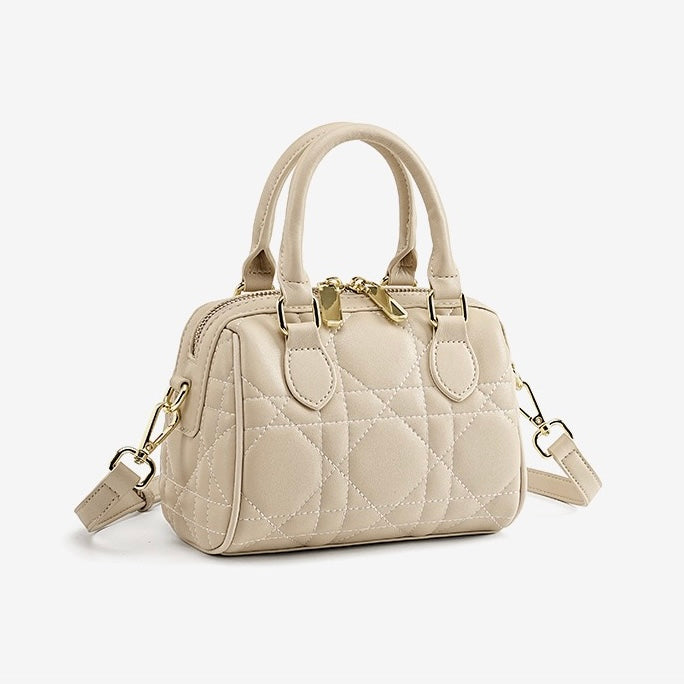Damen-Boston-Clutch aus echtem Leder, gesteppt