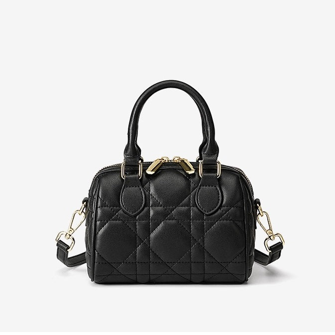 Damen-Boston-Clutch aus echtem Leder, gesteppt