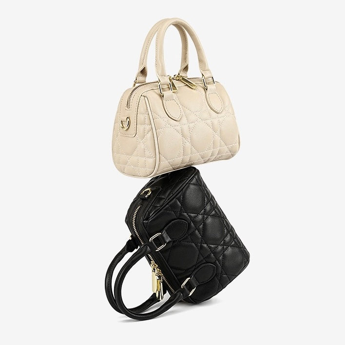 Damen-Boston-Clutch aus echtem Leder, gesteppt