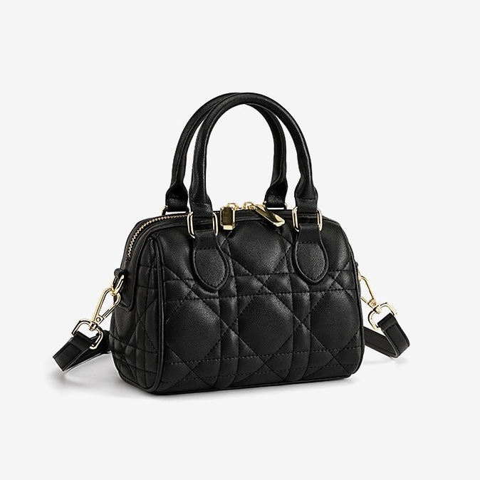 Damen-Boston-Clutch aus echtem Leder, gesteppt