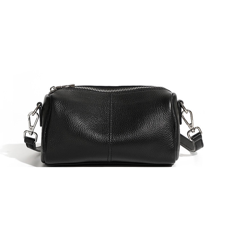 Damen-Clutch aus weichem Rindsleder mit Top-Grain-Muster, zylinderförmig