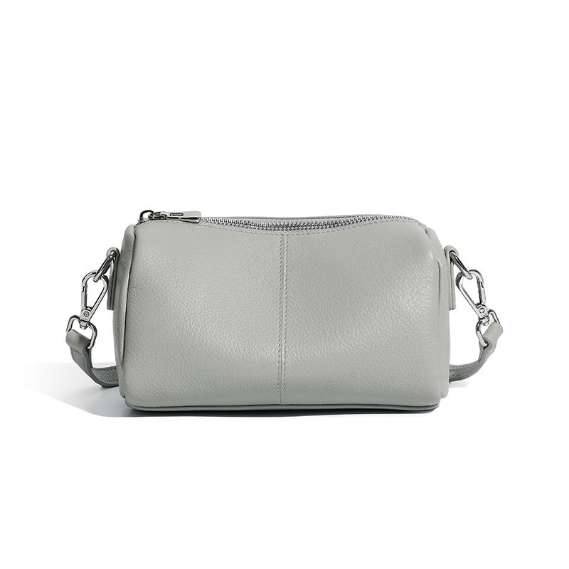Damen-Clutch aus weichem Rindsleder mit Top-Grain-Muster, zylinderförmig