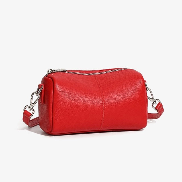 Damen-Clutch aus weichem Rindsleder mit Top-Grain-Muster, zylinderförmig