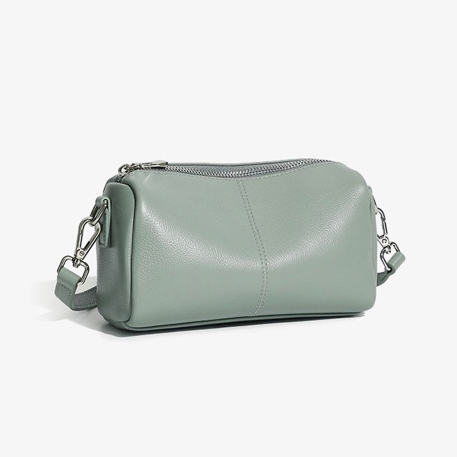 Damen-Clutch aus weichem Rindsleder mit Top-Grain-Muster, zylinderförmig