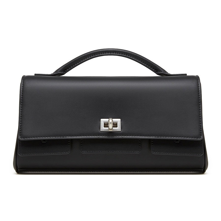 Damen-Schulterhandtasche aus echtem Leder mit Schlossverschluss
