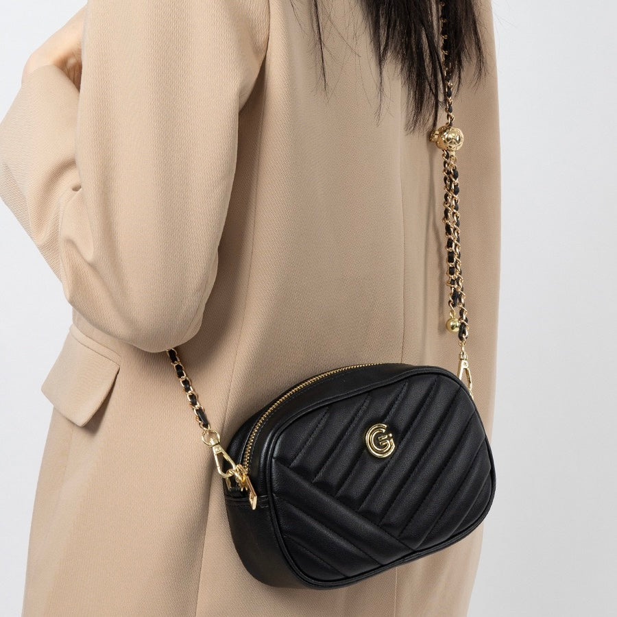 Runde Retro-Tasche aus echtem Leder für Damen