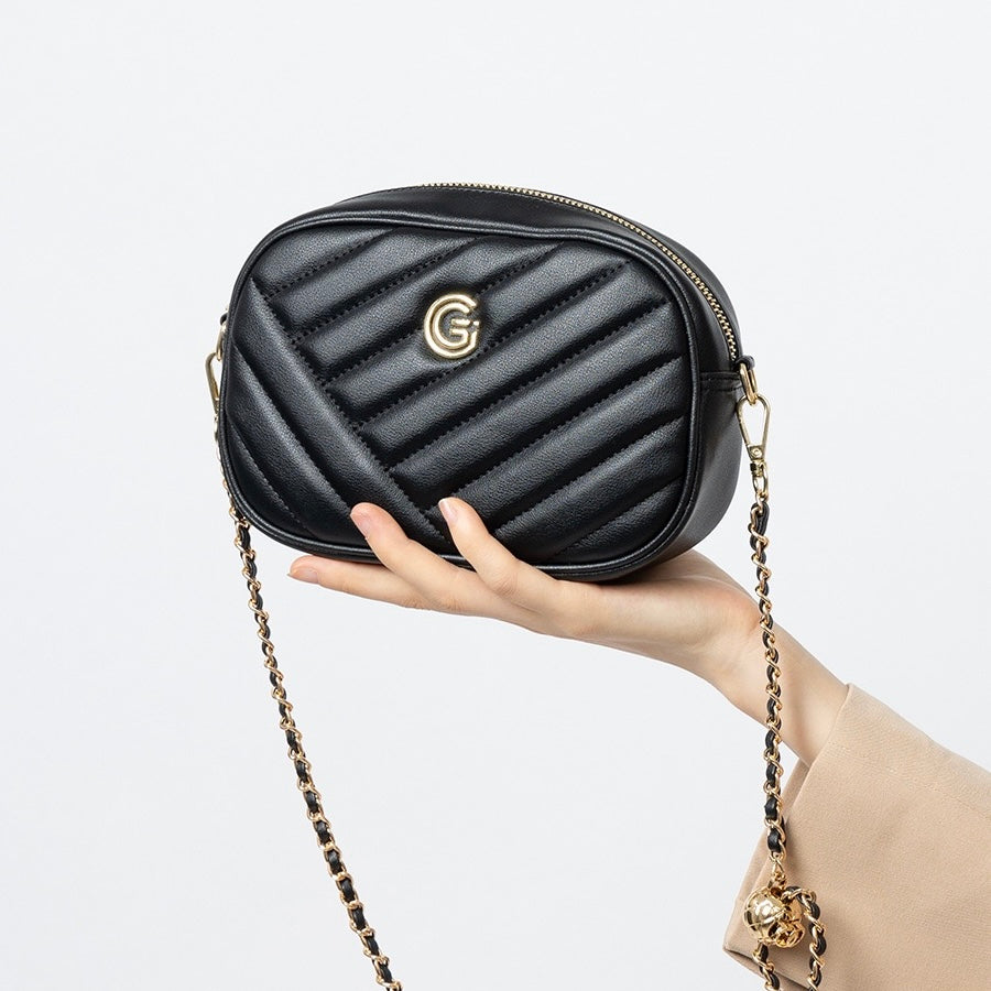 Runde Retro-Tasche aus echtem Leder für Damen