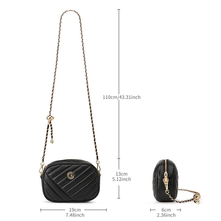 Runde Retro-Tasche aus echtem Leder für Damen