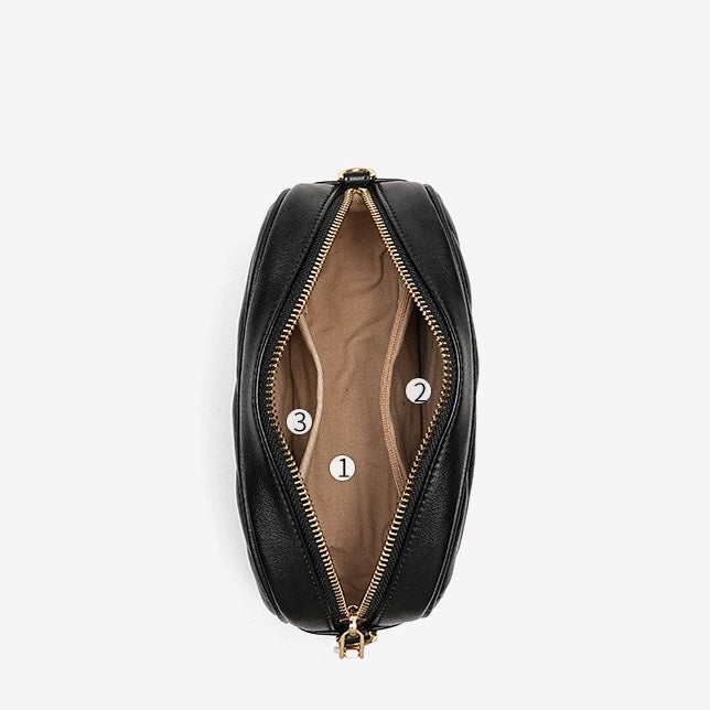 Runde Retro-Tasche aus echtem Leder für Damen
