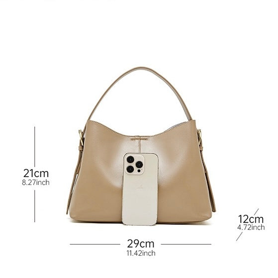 Große Umhängetasche aus echtem Leder für Damen – pflanzlich gegerbte Commuter Crossbody