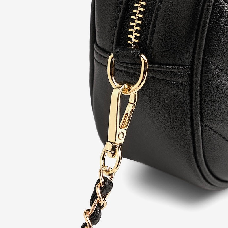 Runde Retro-Tasche aus echtem Leder für Damen