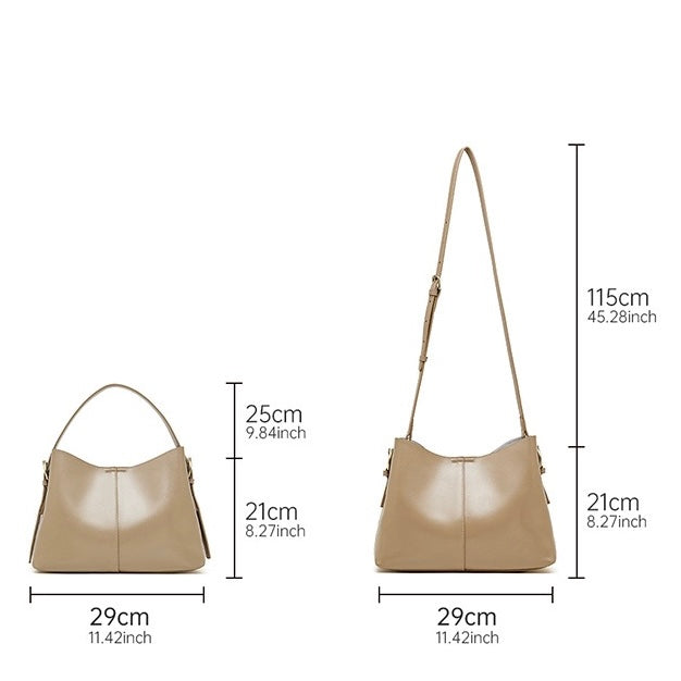 Große Umhängetasche aus echtem Leder für Damen – pflanzlich gegerbte Commuter Crossbody