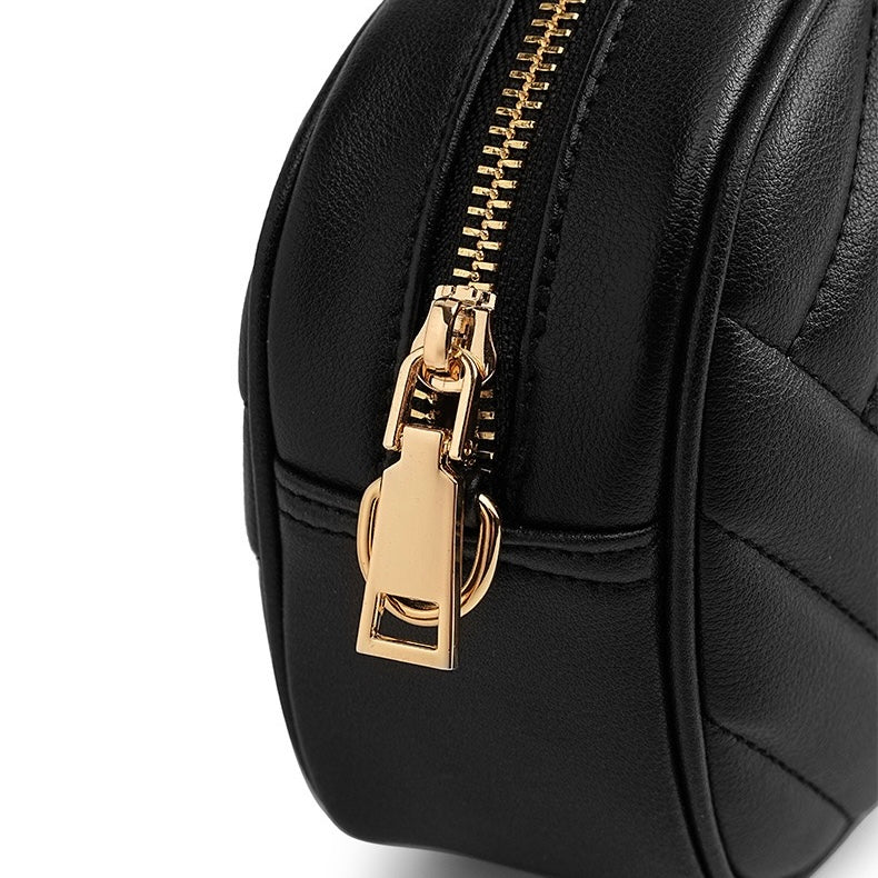Runde Retro-Tasche aus echtem Leder für Damen
