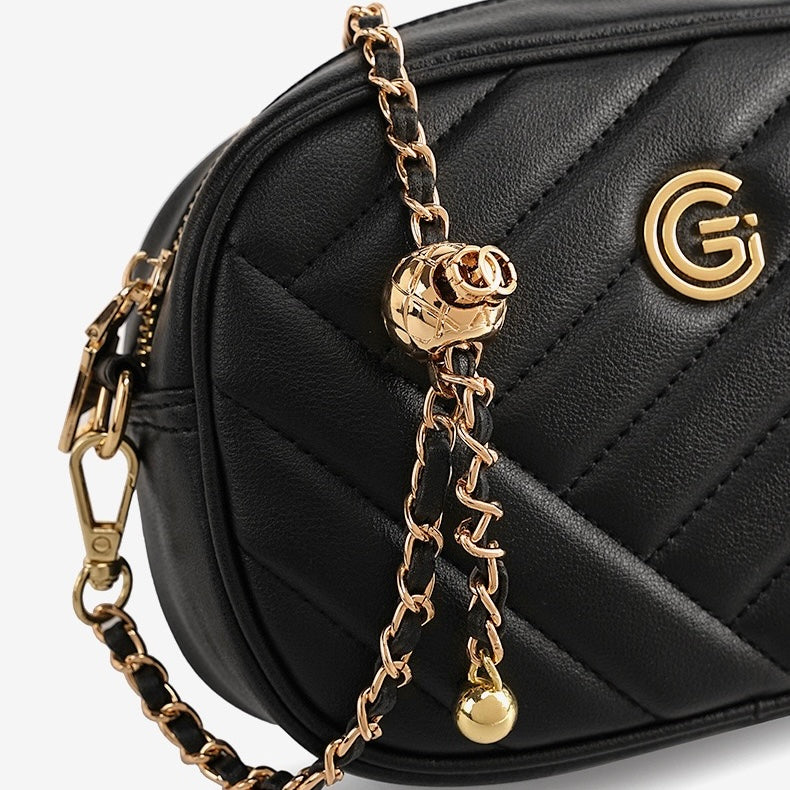 Runde Retro-Tasche aus echtem Leder für Damen