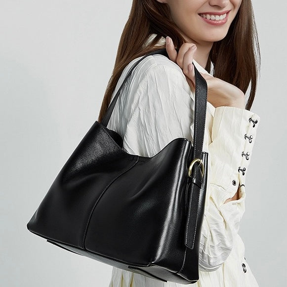 Große Umhängetasche aus echtem Leder für Damen – pflanzlich gegerbte Commuter Crossbody
