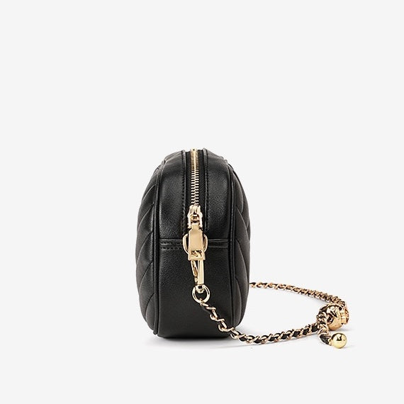 Runde Retro-Tasche aus echtem Leder für Damen