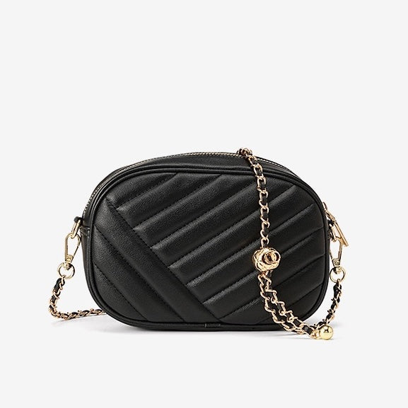 Runde Retro-Tasche aus echtem Leder für Damen