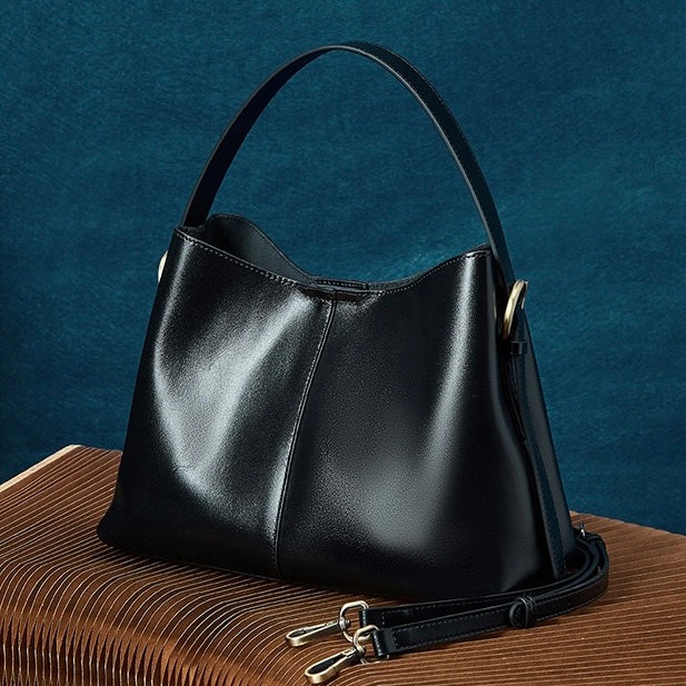 Große Umhängetasche aus echtem Leder für Damen – pflanzlich gegerbte Commuter Crossbody