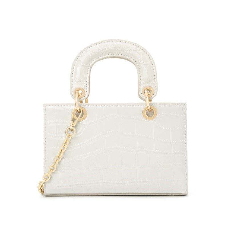 Elegante Damenhandtasche aus echtem Leder mit Henkel – Klassischer Stil mit Krokodilprägung