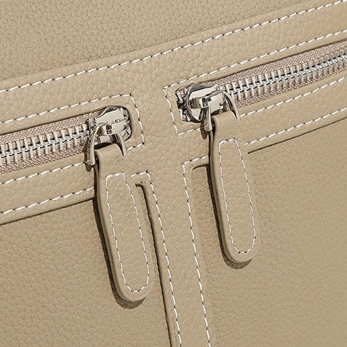 Nischen-Luxustasche aus genarbtem Leder für Damen – Doppelreißverschluss-Design mit herausnehmbarem Innenfutter