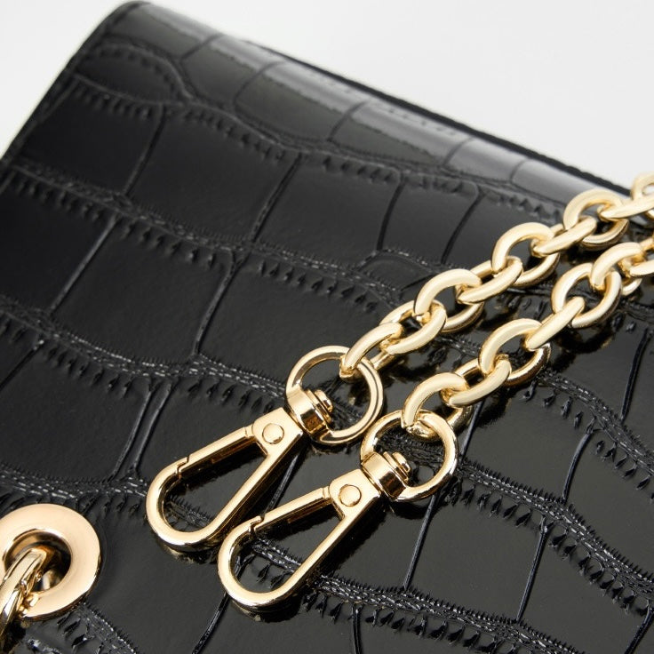 Elegante Damenhandtasche aus echtem Leder mit Henkel – Klassischer Stil mit Krokodilprägung