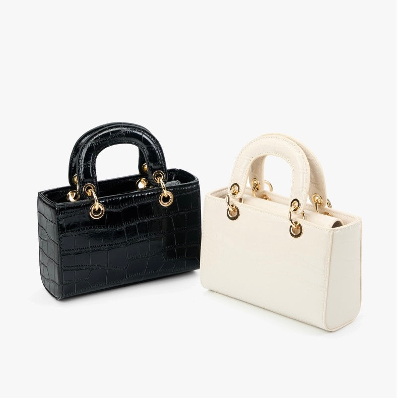 Elegante Damenhandtasche aus echtem Leder mit Henkel – Klassischer Stil mit Krokodilprägung