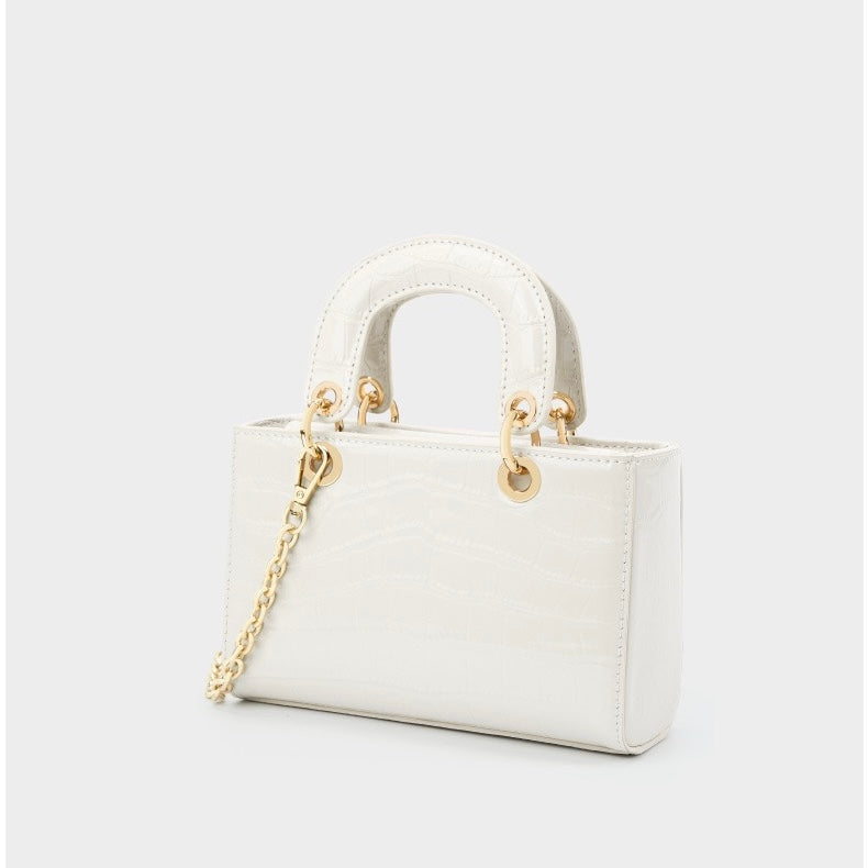 Elegante Damenhandtasche aus echtem Leder mit Henkel – Klassischer Stil mit Krokodilprägung