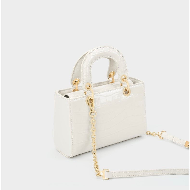 Elegante Damenhandtasche aus echtem Leder mit Henkel – Klassischer Stil mit Krokodilprägung
