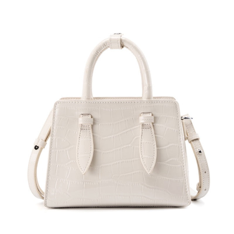 Damen-Umhängetasche aus echtem Leder mit Henkel – quadratische Crossbody-Tasche mit französischer Alligator-Textur