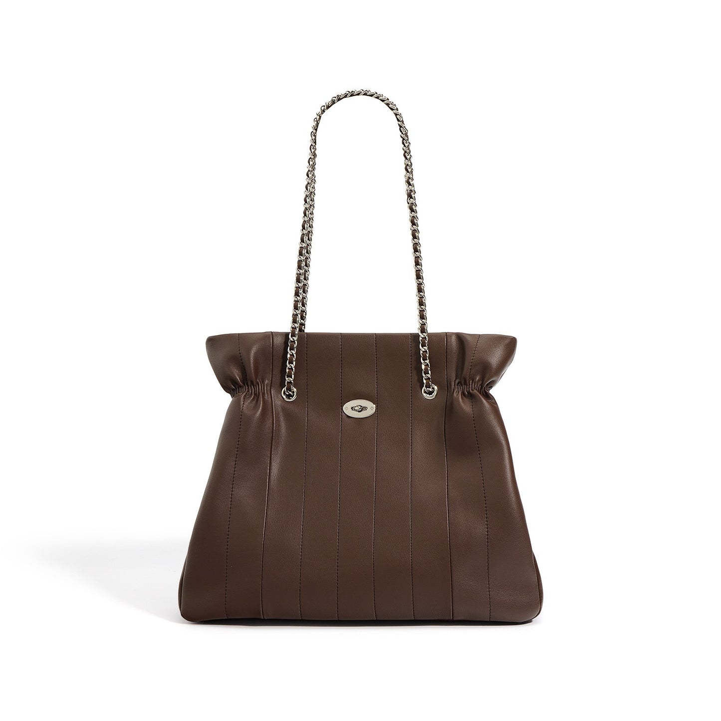 Minimalistische Umhängetasche aus echtem Leder für Damen mit großer Kapazität und Kette