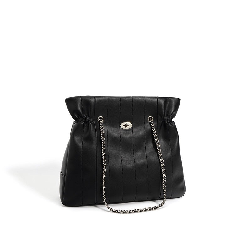 Minimalistische Umhängetasche aus echtem Leder für Damen mit großer Kapazität und Kette