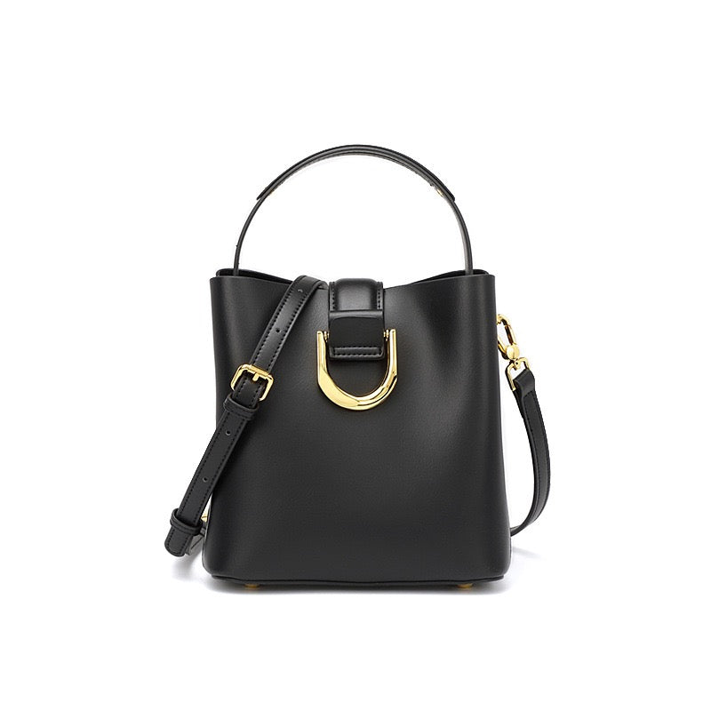 Sac seau en cuir véritable pour femme – Sac bandoulière grande capacité pour les déplacements quotidiens