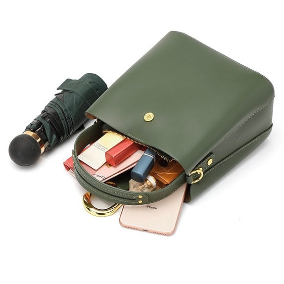 Sac seau en cuir véritable pour femme – Sac bandoulière grande capacité pour les déplacements quotidiens